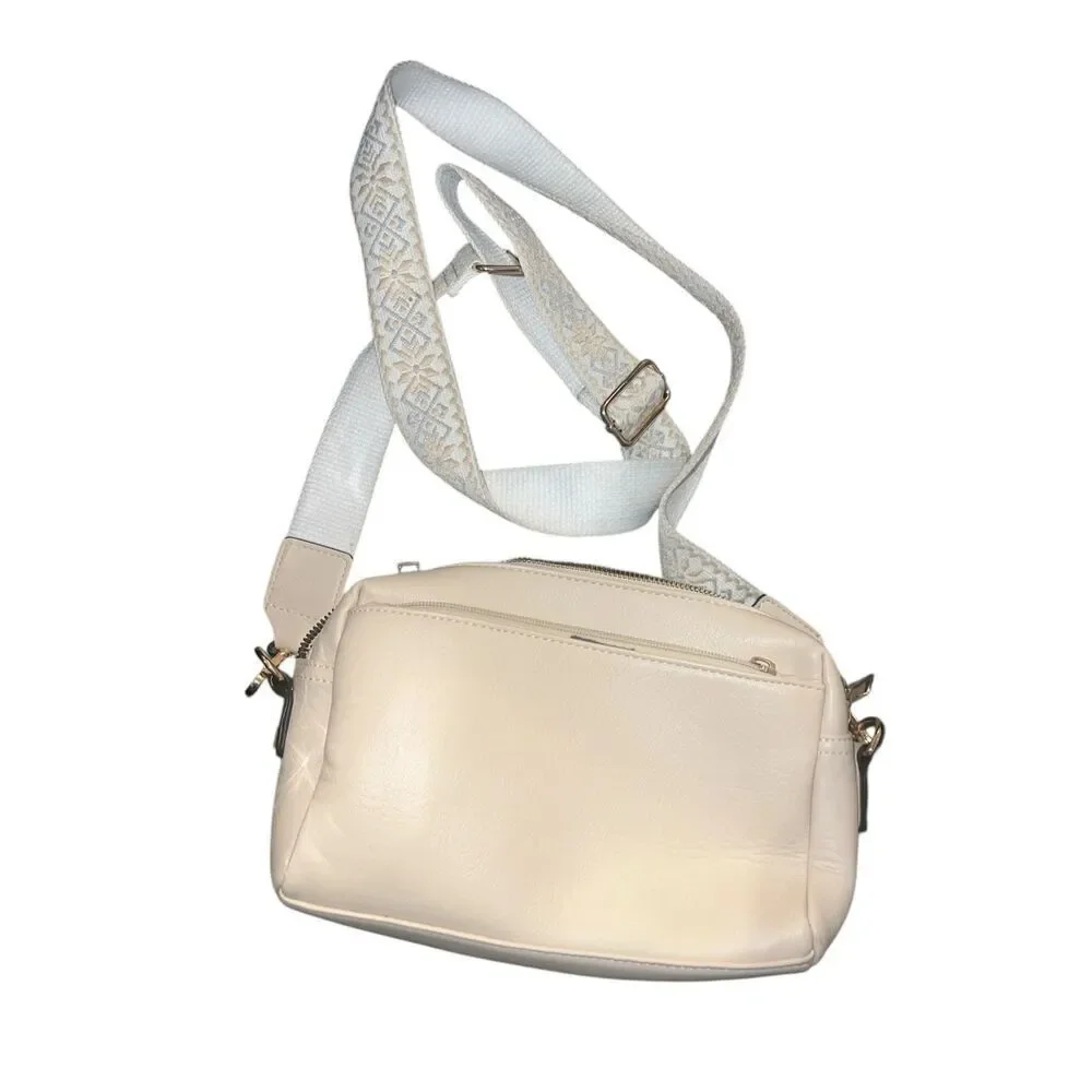 ✨Roulens Cream Triple Zip Small Crossbody Bag✨